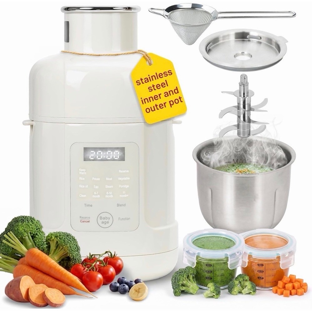 Stainless Steel Baby Food Maker Steamer And Blender With Strainer & 2 Jars